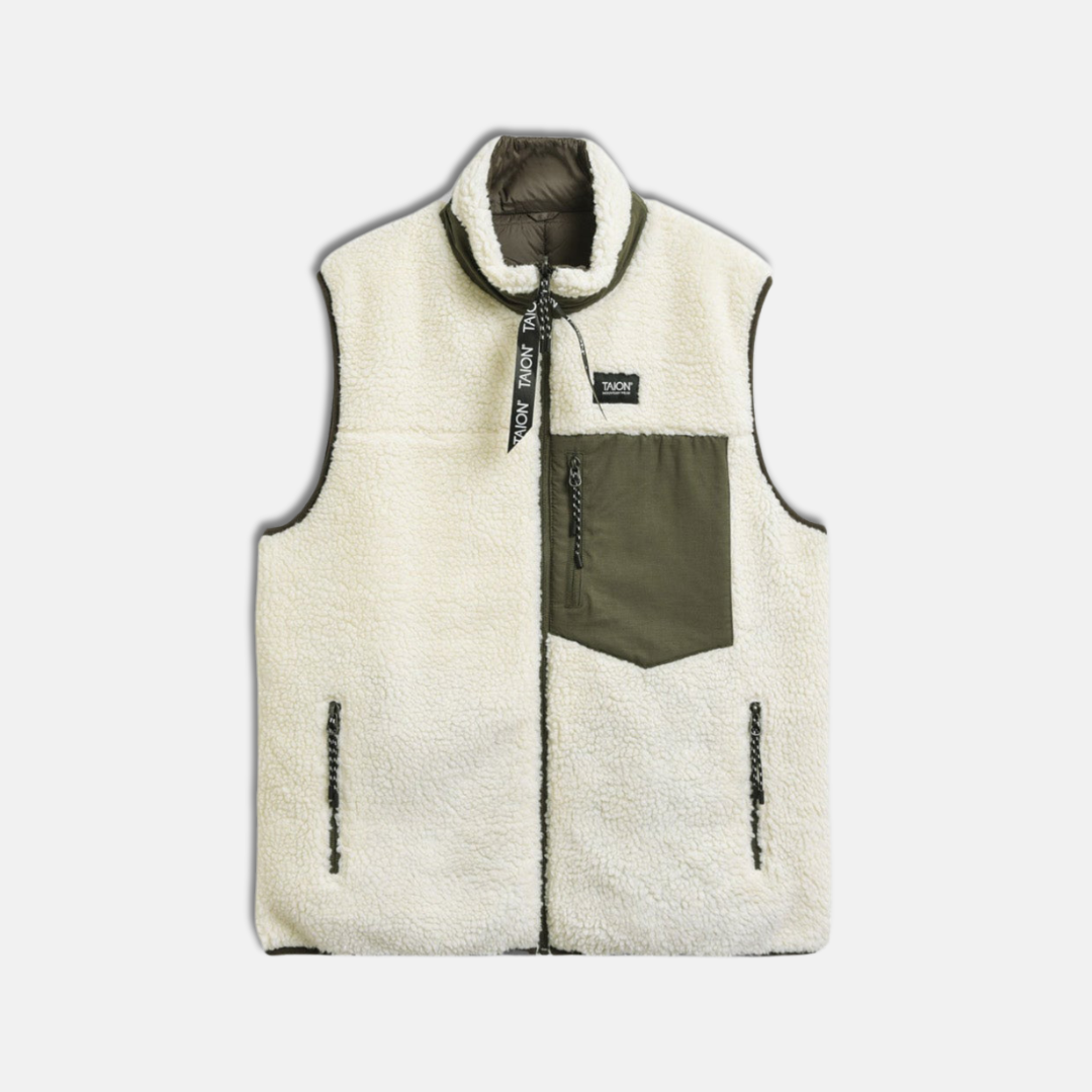 Mountain Hi Neck Down Vest Olive X Ivory